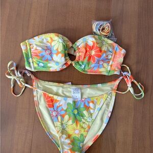wild fable Floral Bandeau Bikini Set in Orange, Green, Blue, Yellow, White M8-10